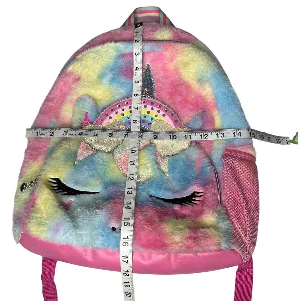 OMG Accessories Miss Gwen Unicorn Tie Dye Faux Fur Kids Backpack Pink Pastel - Picture 2 of 9